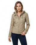 Heidi-Outlet - Arsan | Hooded Faux Leather Jacket Women