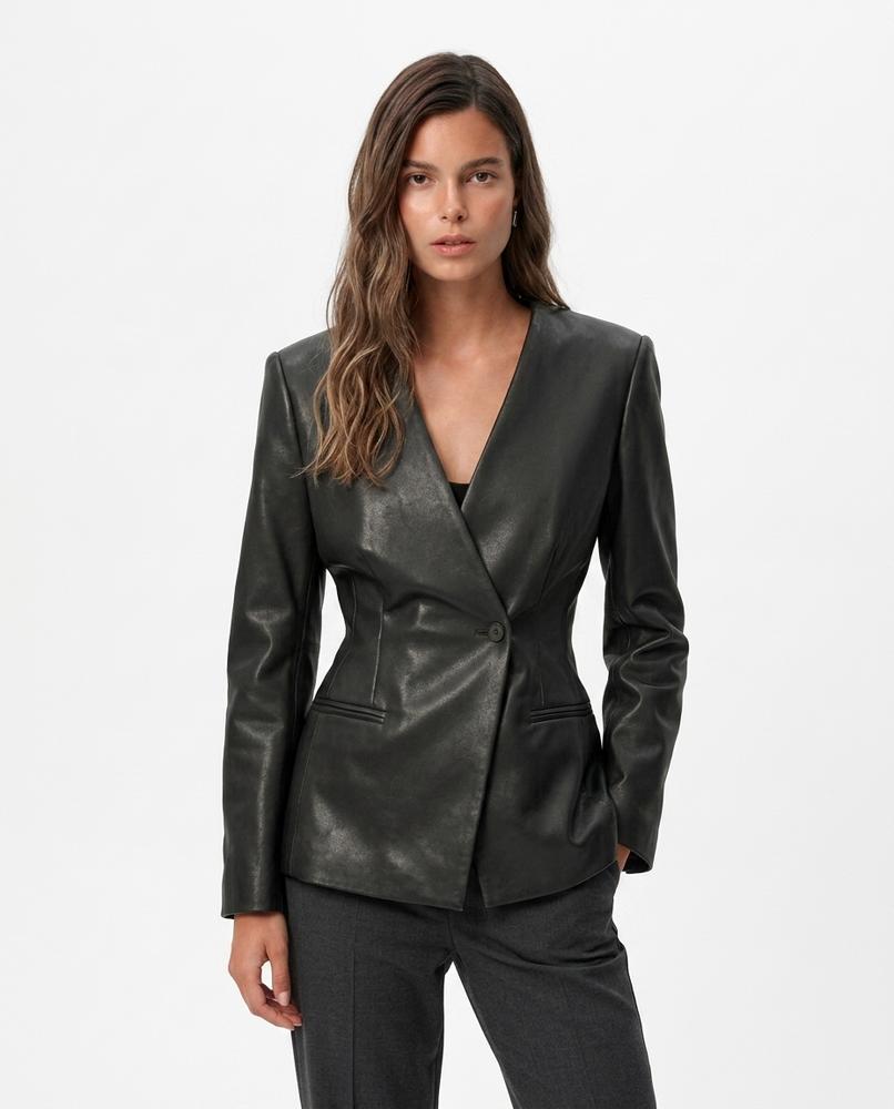 Heidi-Outlet - Comer | Faux Leather Fitted Blazer Women