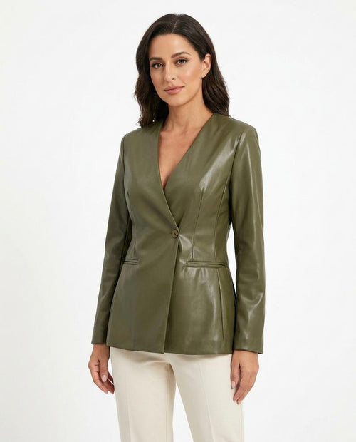 Heidi-Outlet - Comer | Faux Leather Fitted Blazer Women