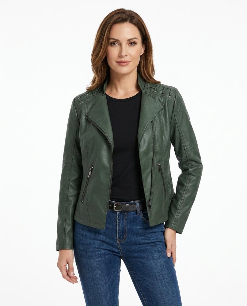 Heidi-Outlet - Zaven | Faux Leather Asymmetrical Jacket Women