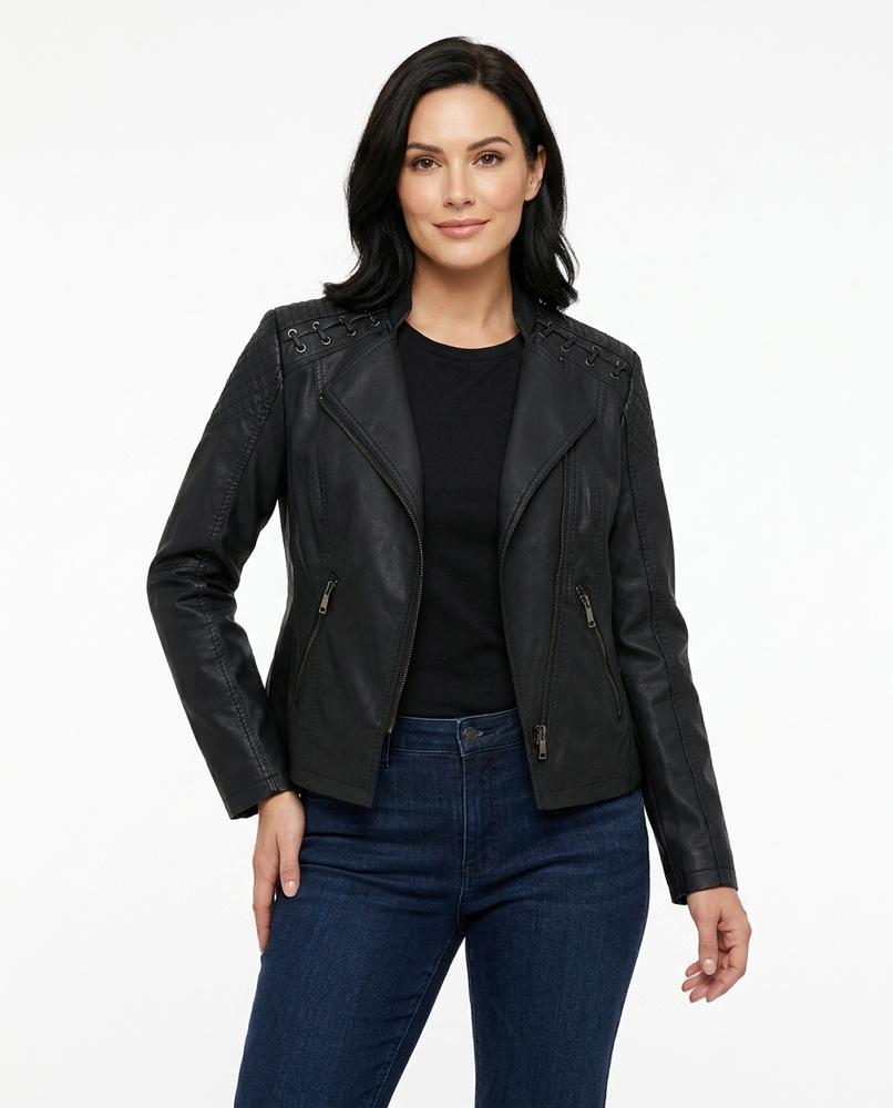 Heidi-Outlet - Zaven | Faux Leather Asymmetrical Jacket Women