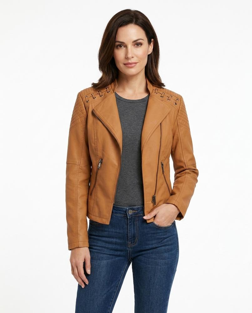 Heidi-Outlet - Zaven | Faux Leather Asymmetrical Jacket Women