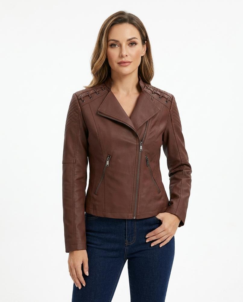 Heidi-Outlet - Zaven | Faux Leather Asymmetrical Jacket Women