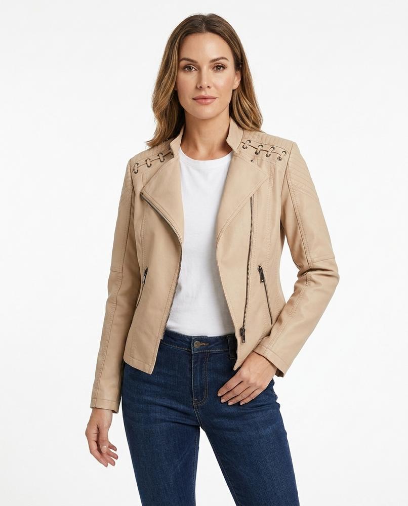 Heidi-Outlet - Zaven | Faux Leather Asymmetrical Jacket Women
