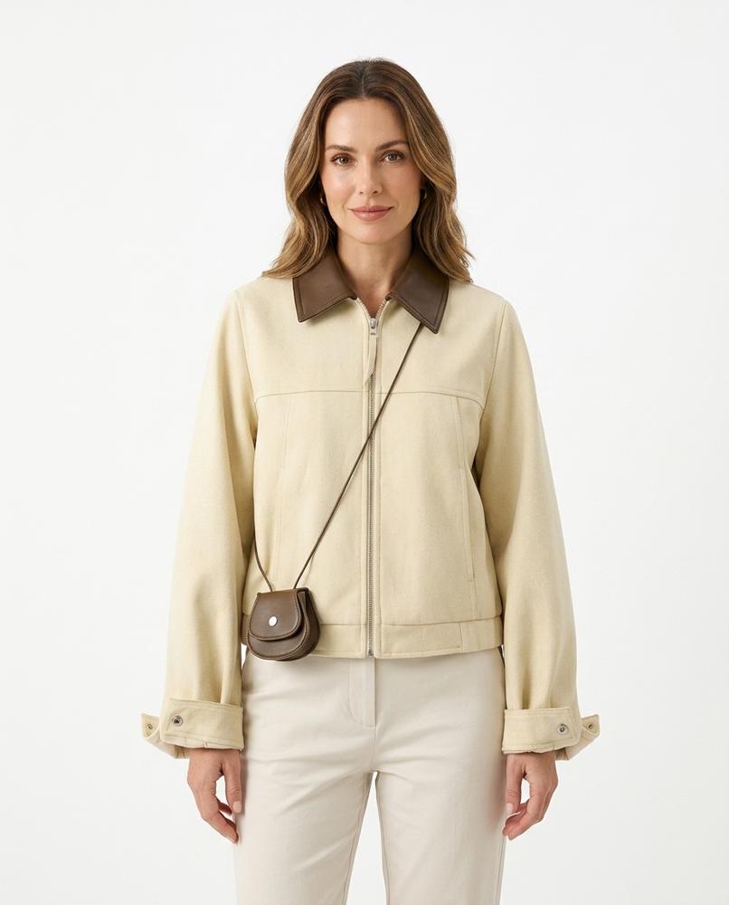 Heidi-Outlet - Lanal | Zip-Up Contrast-Collar Jacket Women