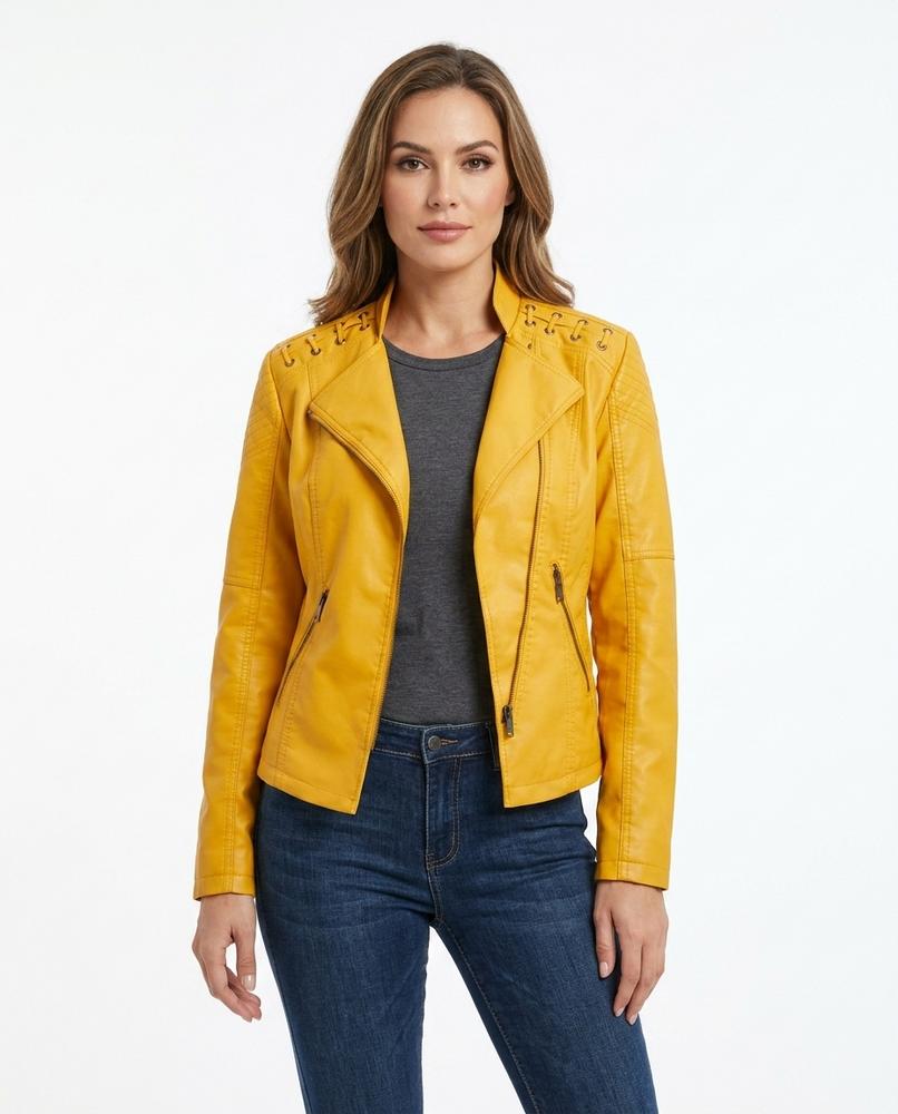 Heidi-Outlet - Zaven | Faux Leather Asymmetrical Jacket Women