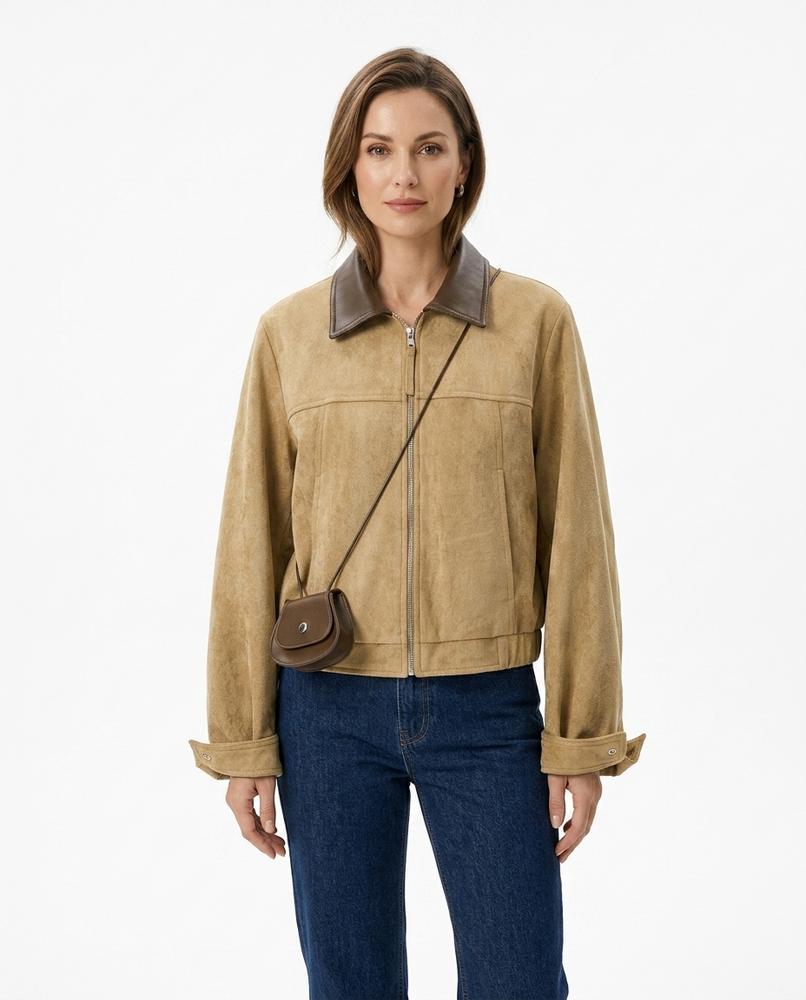 Heidi-Outlet - Lanal | Zip-Up Contrast-Collar Jacket Women