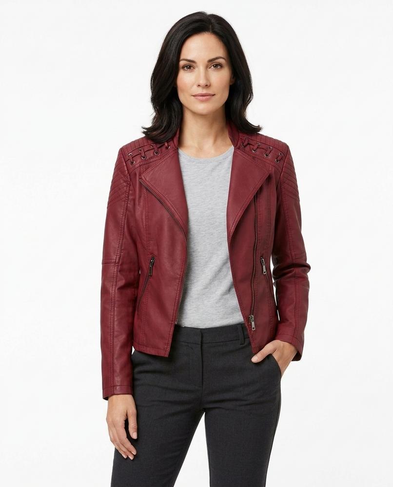 Heidi-Outlet - Zaven | Faux Leather Asymmetrical Jacket Women
