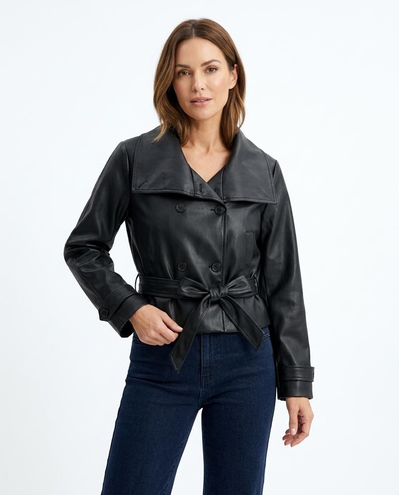 Heidi-Outlet - Visol | Double-Breasted Belted Leather Jacket Women