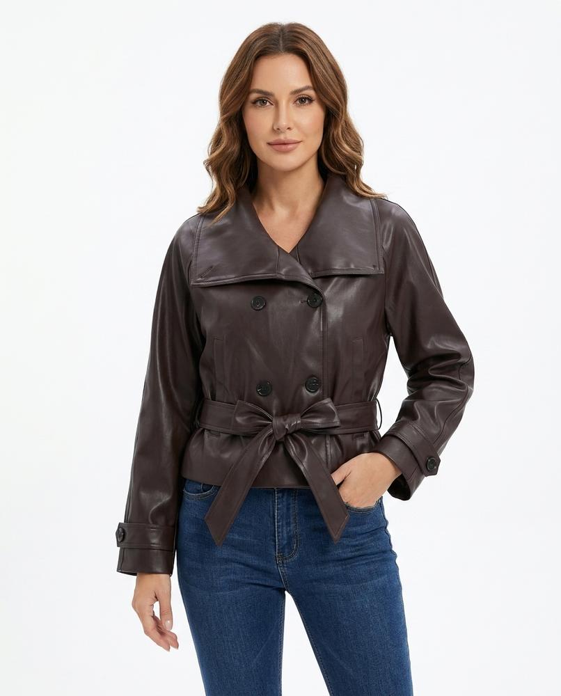 Heidi-Outlet - Visol | Double-Breasted Belted Leather Jacket Women