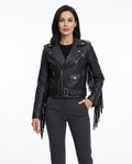 Heidi-Outlet - Lomel | Fringed Belted Leather Jacket Women