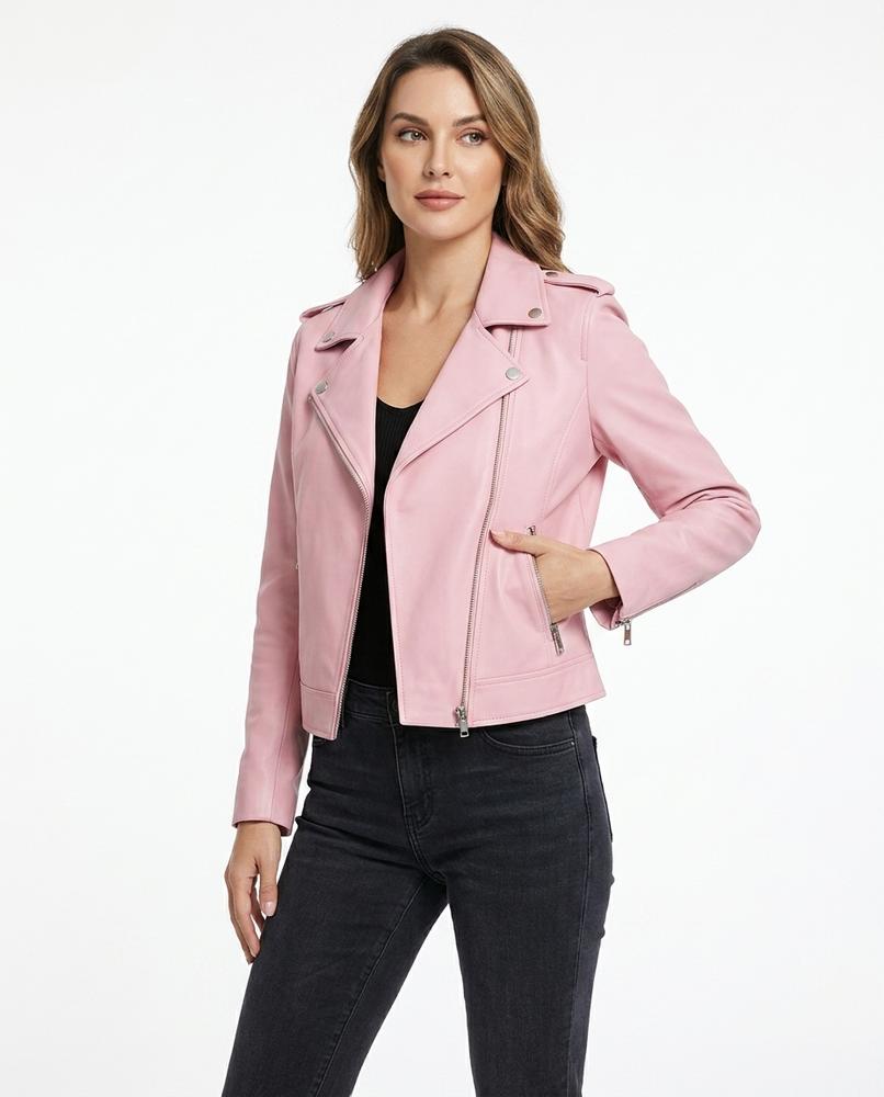 Heidi-Outlet - Casel | Asymmetrical Slim-Fit Leather Jacket Women