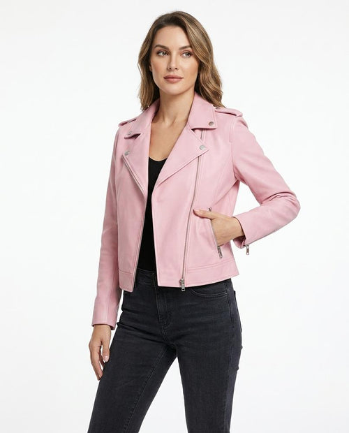 Heidi-Outlet - Casel | Asymmetrical Slim-Fit Leather Jacket Women