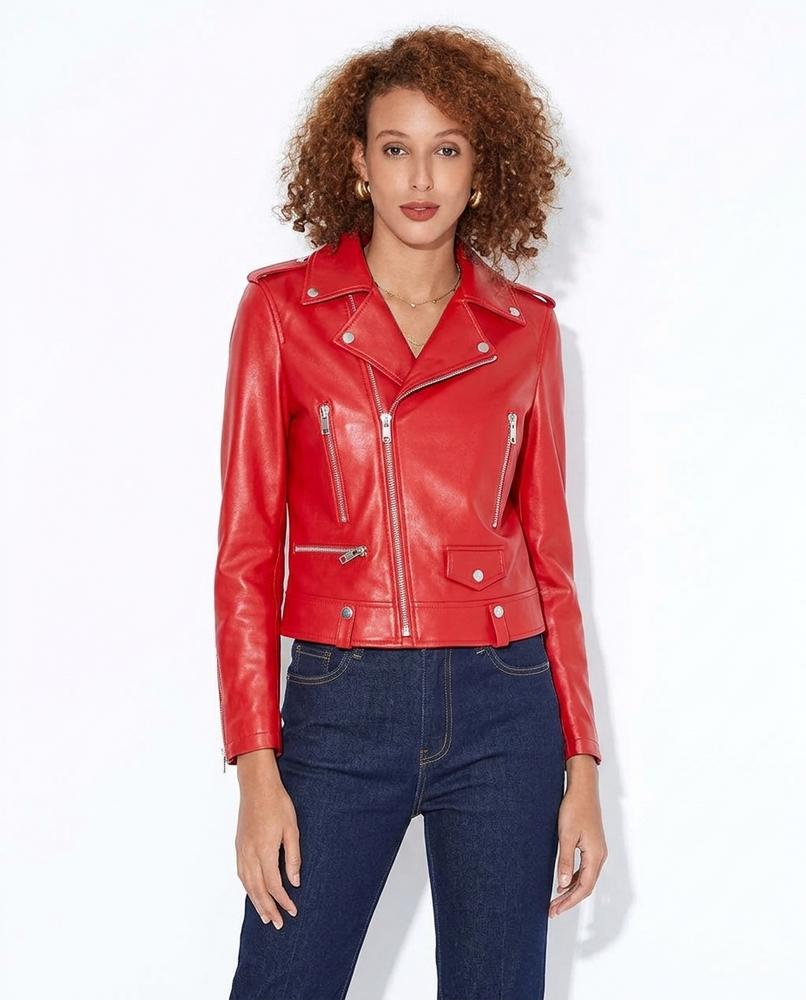 Heidi-Outlet - Casel | Asymmetrical Slim-Fit Leather Jacket Women