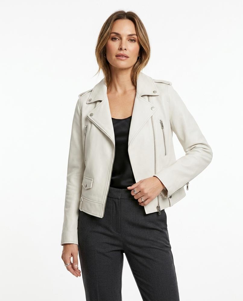 Heidi-Outlet - Casel | Asymmetrical Slim-Fit Leather Jacket Women