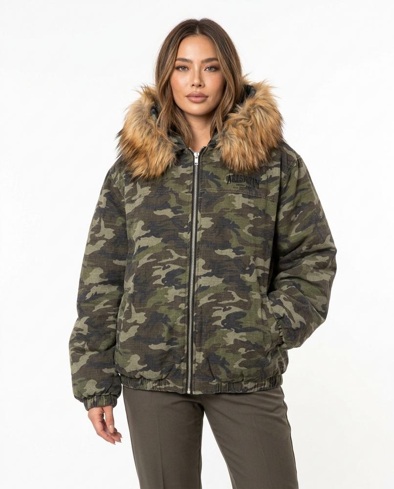 Heidi-Outlet - Vimar | Camouflage Fur-Trimmed Jacket Women