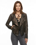 Heidi-Outlet - Viser | Asymmetrical Distressed Leather Jacket Women