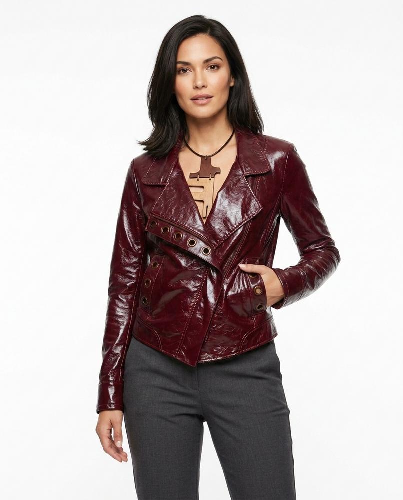Heidi-Outlet - Viser | Asymmetrical Distressed Leather Jacket Women