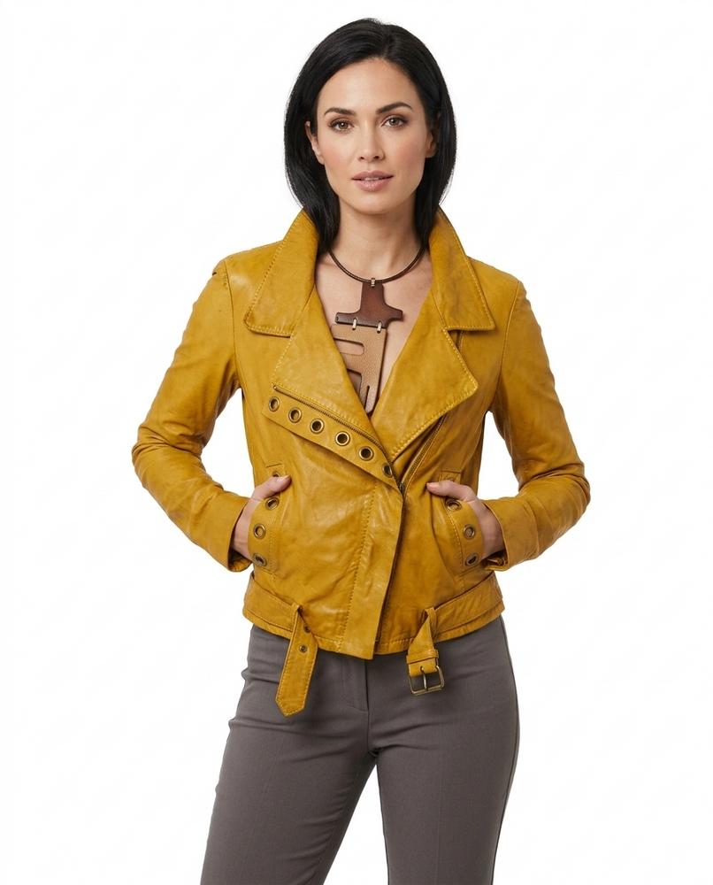Heidi-Outlet - Viser | Asymmetrical Distressed Leather Jacket Women