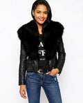 Heidi-Outlet - Cosil | Fur-Collar Quilted Leather Jacket Women