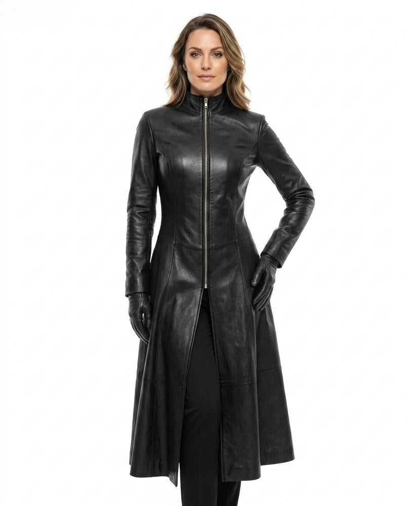 Heidi-Outlet - Veron | Leather Zip-Front Coat Women