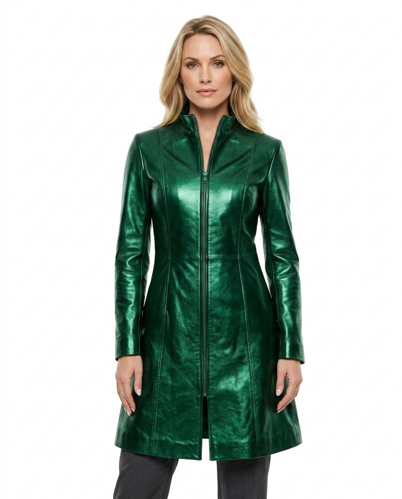 Heidi-Outlet - Veron | Leather Zip-Front Coat Women