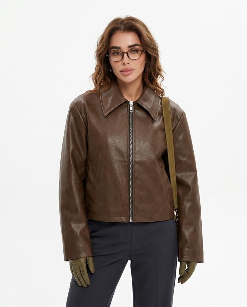 Heidi-Outlet - Laken | Faux-Leather Zip-Up Leather Jacket Women