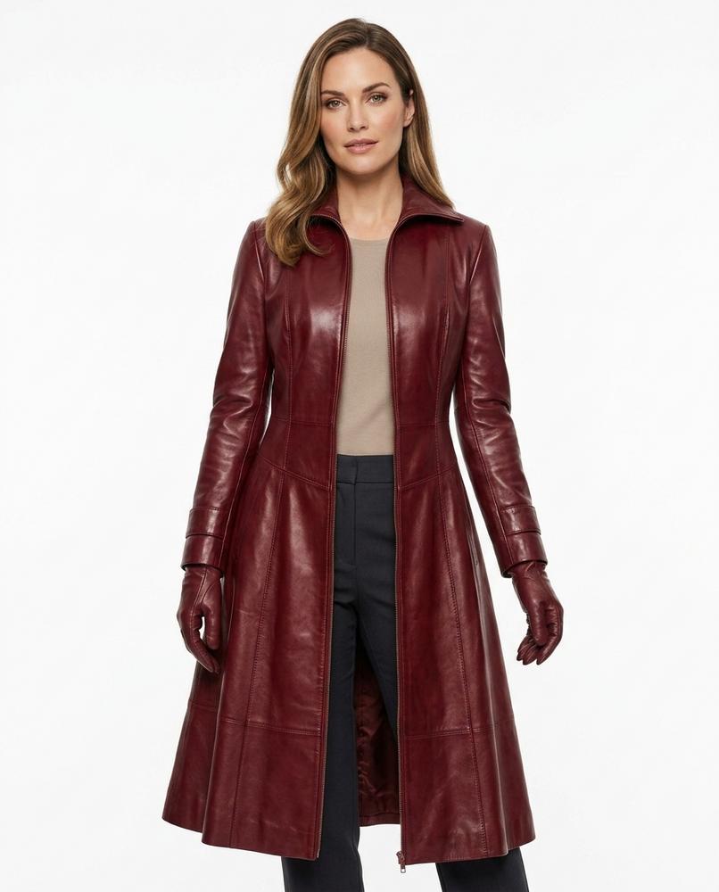 Heidi-Outlet - Veron | Leather Zip-Front Coat Women