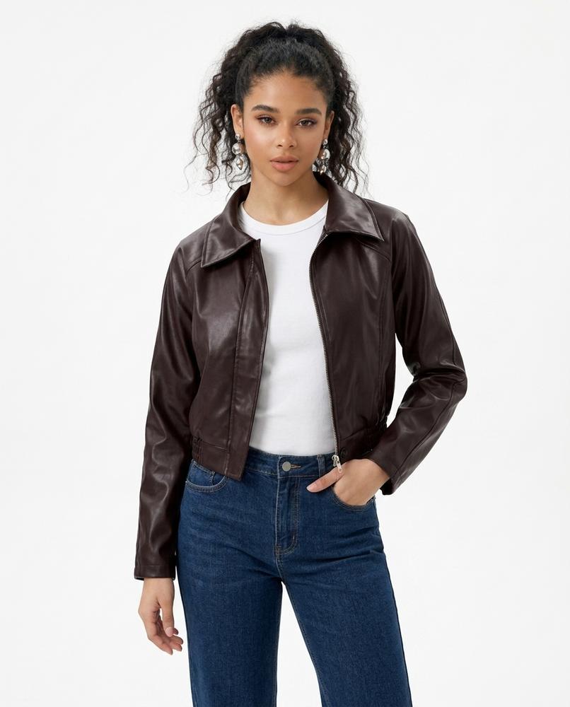 Heidi-Outlet - Arver | Zip-Up Cropped Leather Jacket Women
