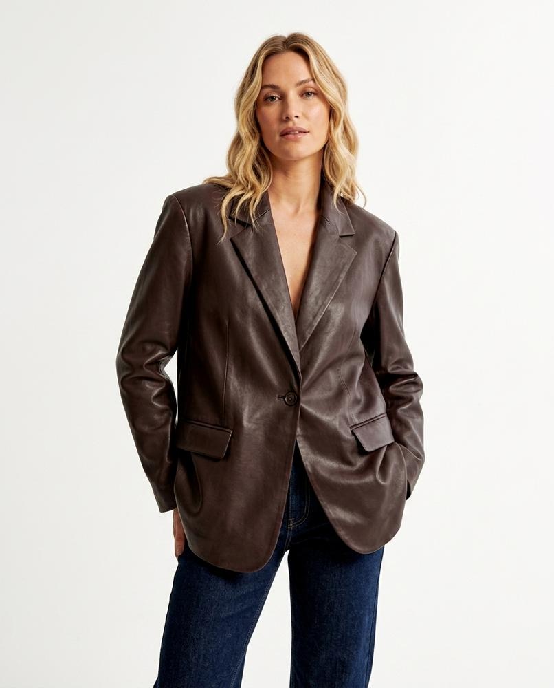 Heidi-Outlet - Veken | Faux-Leather Oversized Blazer Women