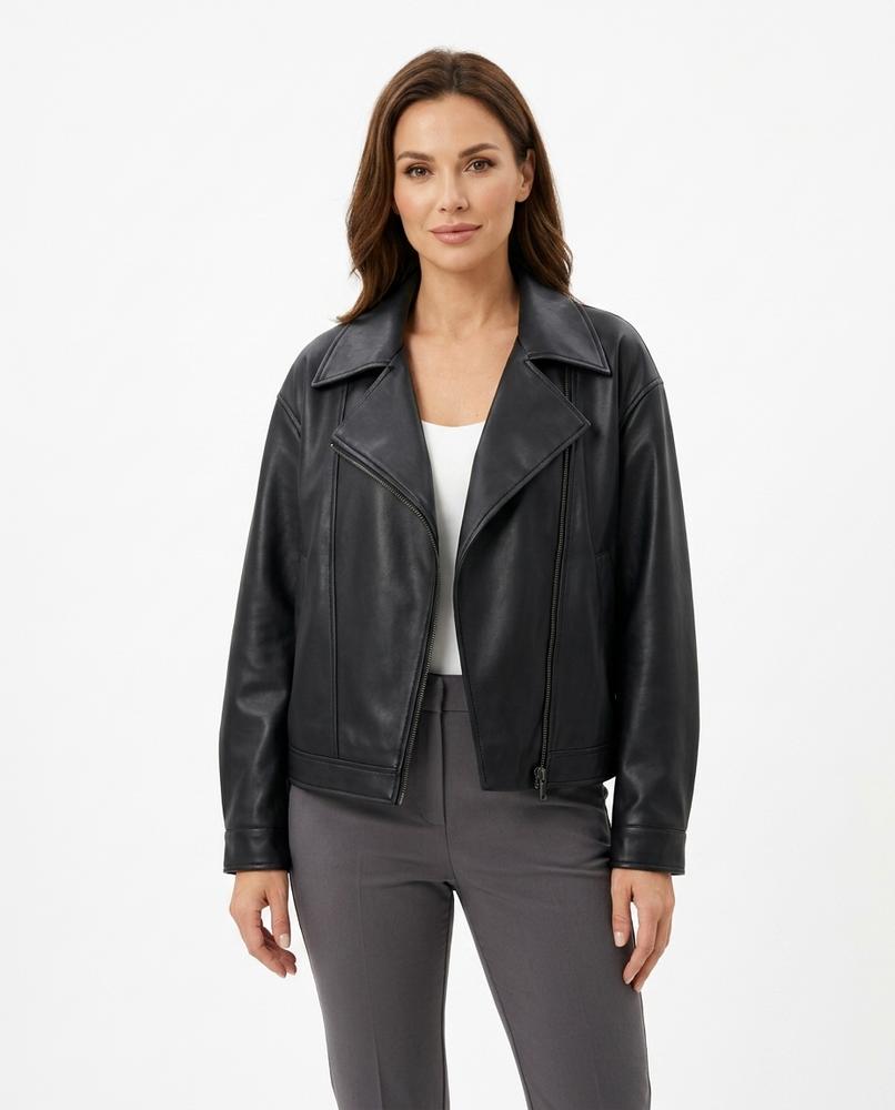 Heidi-Outlet - Radan | Faux Leather Asymmetrical Leather Jacket Women