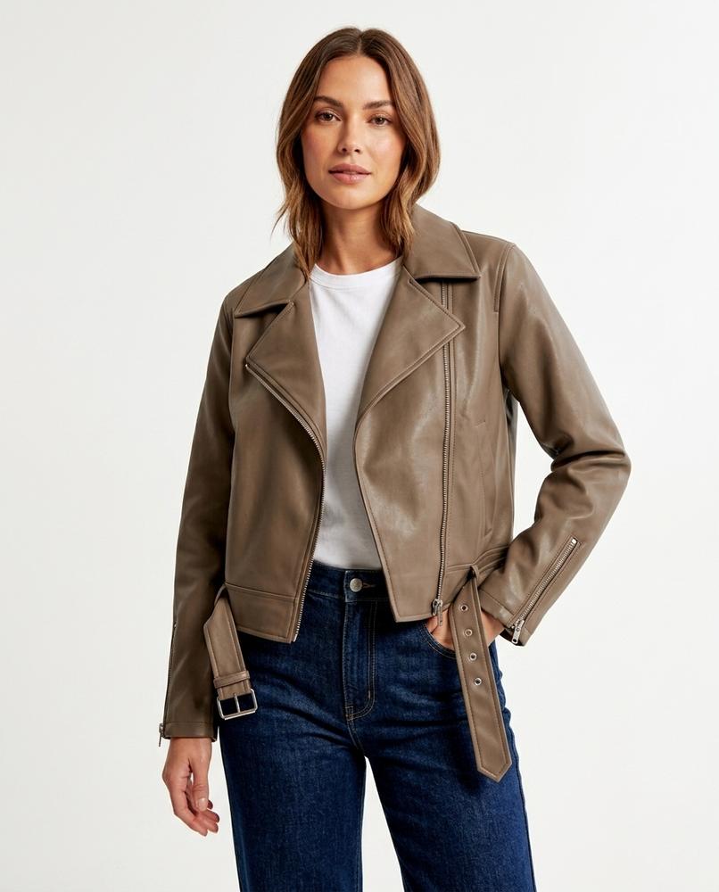 Heidi-Outlet - Radan | Faux Leather Asymmetrical Leather Jacket Women