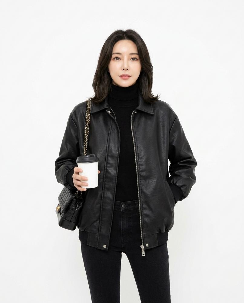 Heidi-Outlet - Loral | Faux Leather Zip-Up Jacket Women