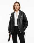 Heidi-Outlet - Tirel | Oversized Asymmetrical Leather Jacket Women