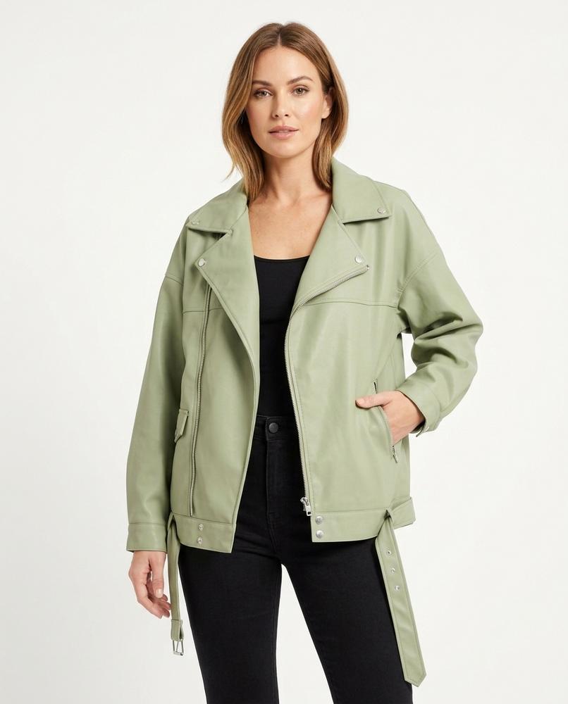 Heidi-Outlet - Tirel | Oversized Asymmetrical Leather Jacket Women