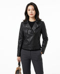 Heidi-Outlet - Mimer | Faux Leather Asymmetrical Leather Jacket Women