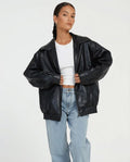 Heidi-Outlet - Colev | Oversized Zip-Up Leather Jacket Women