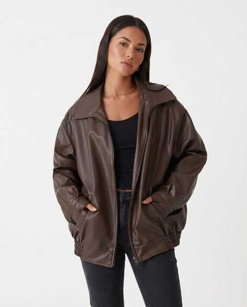 Heidi-Outlet - Colev | Oversized Zip-Up Leather Jacket Women
