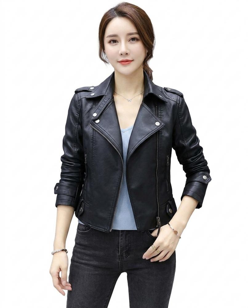 Heidi-Outlet - Milor | Asymmetric Fitted Leather Jacket Women