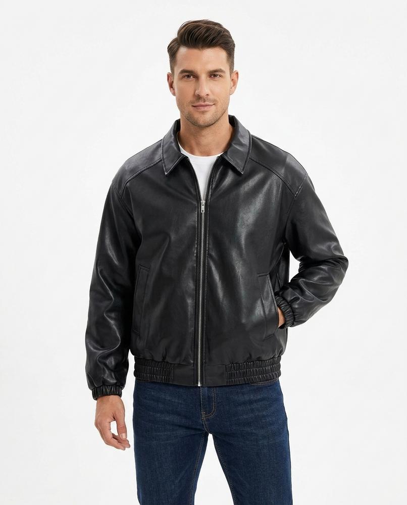 Heidi-Outlet - Maver | Zip-Up Relaxed Fit Leather Jacket Men
