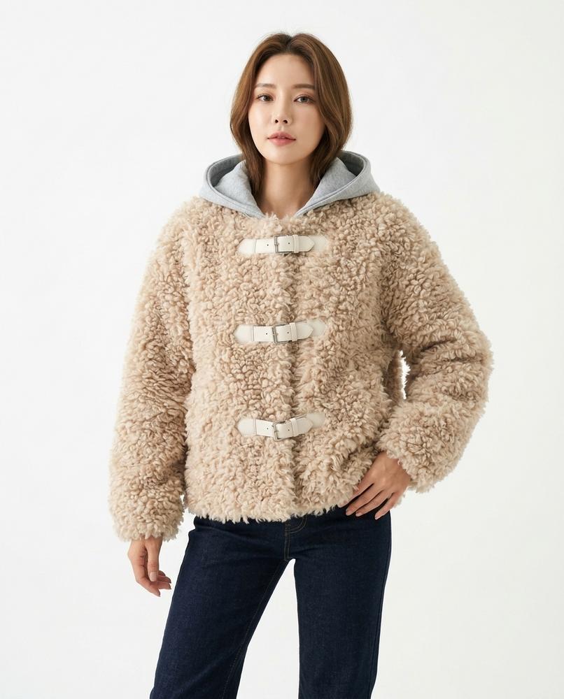 Heidi-Outlet - Sevel | Hooded Faux Shearling Jacket Women