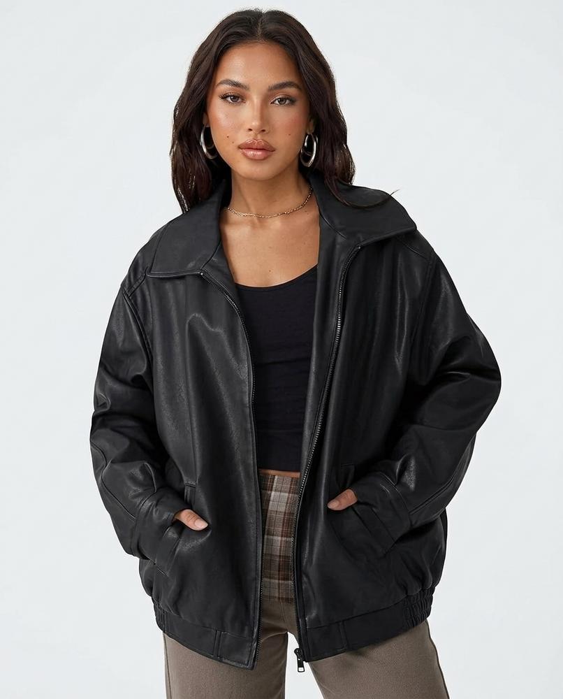 Heidi-Outlet - Niral | Faux Leather Oversized Jacket Women