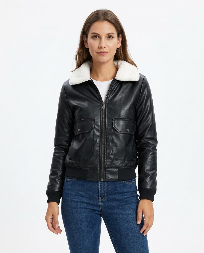 Heidi-Outlet - Seren | Lined Faux Leather Jacket Women