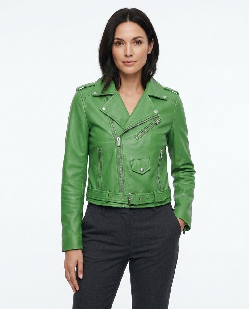 Heidi-Outlet - Tarel | Asymmetrical Belted Leather Jacket Women