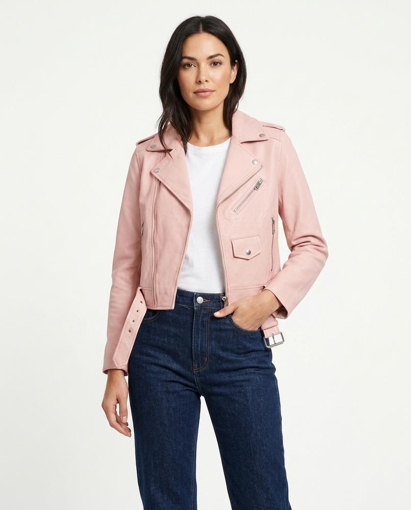 Heidi-Outlet - Tarel | Asymmetrical Belted Leather Jacket Women