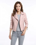 Heidi-Outlet - Nesan | Asymmetrical Cropped Leather Jacket Women