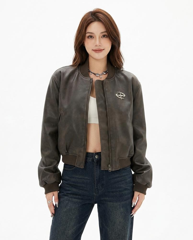 Heidi-Outlet - Vadan | Faux Leather Cropped Jacket Women