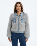 Heidi-Outlet - Rolom | Faux Fur Denim-Trimmed Jacket Women