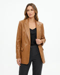 Heidi-Outlet - Zasen | Faux Leather Single-Breasted Blazer Women
