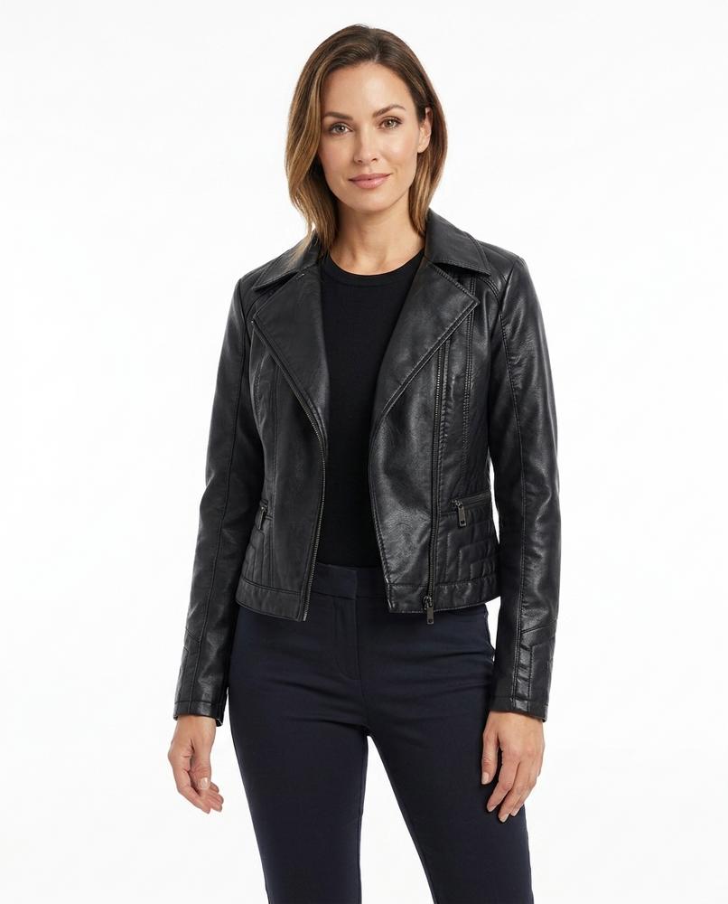 Heidi-Outlet - Sanal | Asymmetrical Quilted Leather Jacket Women